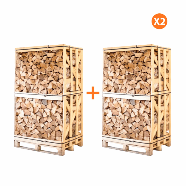 AANBIEDING: 2X Hele pallets ovengedroogd gekloofd berken haardhout 25cm
